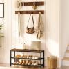 HOOBRO Hall Tree with Bench, Coat Rack Shoe Bench Set, Entryway Shoe Rack with Coat Hooks, Hall Tree Coat Rack, Mud Room, Industrial, for Foyer, Front Door, Rustic Brown BF07MT01 view 2