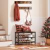 HOOBRO Hall Tree with Bench, Coat Rack Shoe Bench Set, Entryway Shoe Rack with Coat Hooks, Hall Tree Coat Rack, Mud Room, Industrial, for Foyer, Front Door, Rustic Brown BF07MT01 view 4