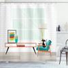 Ambesonne Mid Century Shower Curtain, Cozy Room Scene Illustration with Modern Style Furniture and Cat, Cloth Fabric Bathroom Decor Set with Hooks, 69" W x 70" L, White and Multicolor view 1