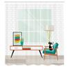 Ambesonne Mid Century Shower Curtain, Cozy Room Scene Illustration with Modern Style Furniture and Cat, Cloth Fabric Bathroom Decor Set with Hooks, 69" W x 70" L, White and Multicolor view 2