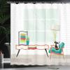 Ambesonne Mid Century Shower Curtain, Cozy Room Scene Illustration with Modern Style Furniture and Cat, Cloth Fabric Bathroom Decor Set with Hooks, 69" W x 70" L, White and Multicolor view 3