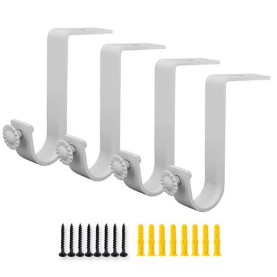 AddGrace 4 Pack Ceiling Curtain Rod Bracket for 1 Inch Drapery Rod White