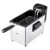 Amazon Basics 3.2-Qt (3.0L) Electric Deep Fryer with Adjustable Temperature Control, Easy Draining Basket, Viewing Window, Fast-Heating 1500W, Stainless Steel Exterior, Black & Silver view 2