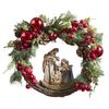 Avalon Gallery Luxury Wreaths - Grapevine & Evergreen Christmas Wreath with Nativity Figurine, 15-Inch, Red Ornaments view 1