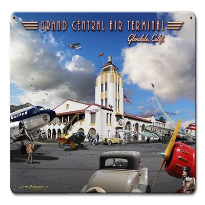 ArtFuzz Grand Central Air Terminal Vintage Sign 12X15