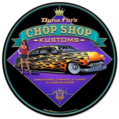 ArtFuzz Dyna Flo'S Chop Shop Vintage Sign 14X14