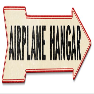 ArtFuzz Airplane Hangar Arrow Vintage Sign 30X7