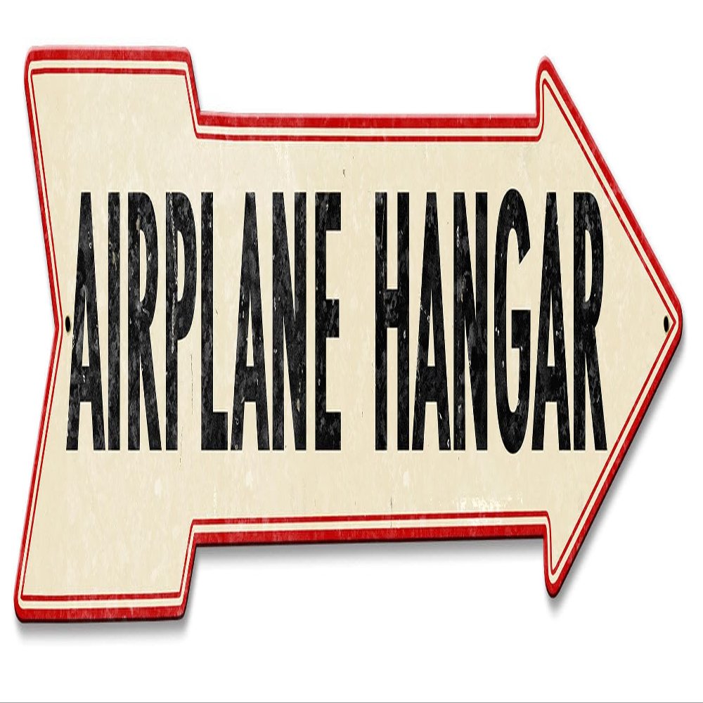 ArtFuzz Airplane Hangar Arrow Vintage Sign 30X7