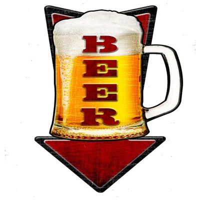 3-D Cold Beer Arrow Vintage Sign 24X10