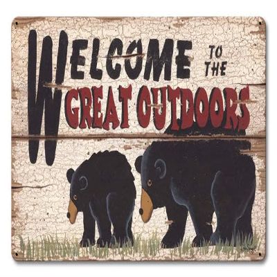Welcome To The Great Outdoors Vintage Sign 18X12