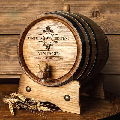 Custom Engraved and Personalized Mini Oak Aging Barrel for Whiskey, Wine, Scotch, Bourbon - Complete Aging Kit for Home Brewer, Distiller, Wine Maker - Bourbon Barrel Gifts For Men - 2 liters
