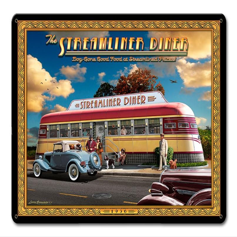 ArtFuzz 1936 Streamliner Diner Sign 15X12