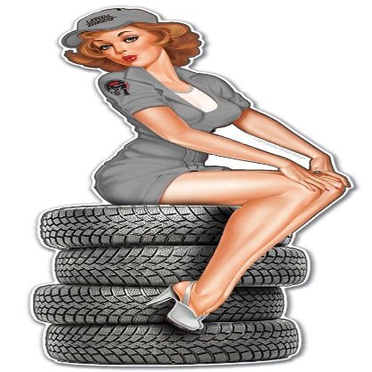 Plasma Tire Babe Vintage Sign 12X24