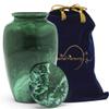 Eternal Harmony Large Urn for Ashes, Adult Male & Female Cremation Urn for Human Ashes with Elegant Finishes, Secure Seal & Velvet Bag, Funeral Urn for Men & Women Up to 200 lbs, 7x11 (Green Milo) view 1