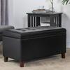 Asense Storage Ottoman Bench, Faux Leather Upholstered End of Bed Bench with Safety Hinge Wooden Legs, for Entryway Bedroom (Black, 33.3") view 2