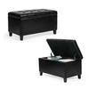 Asense Storage Ottoman Bench, Faux Leather Upholstered End of Bed Bench with Safety Hinge Wooden Legs, for Entryway Bedroom (Black, 33.3") view 4