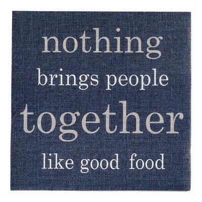 Restaurantware 13 Inch Paper Luncheon Napkins 500 Good Food Design Printed Napkins - 3-Ply Textured Edges Navy Paper Decorated Napkins Soft And Strong For Parties Or Catering Events