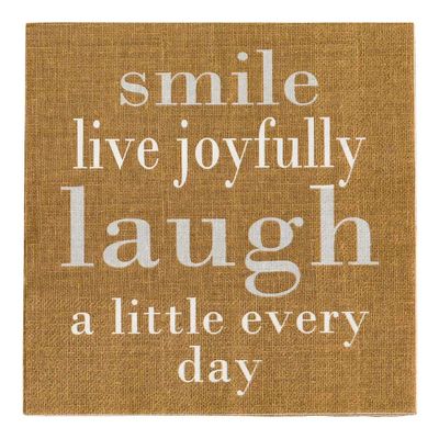 Restaurantware 13 Inch Paper Luncheon Napkins 500 Live Joyfully Design Printed Napkins - 3-Ply Textured Edges Brown Paper Decorated Napkins Soft And Strong For Parties Or Catering Events
