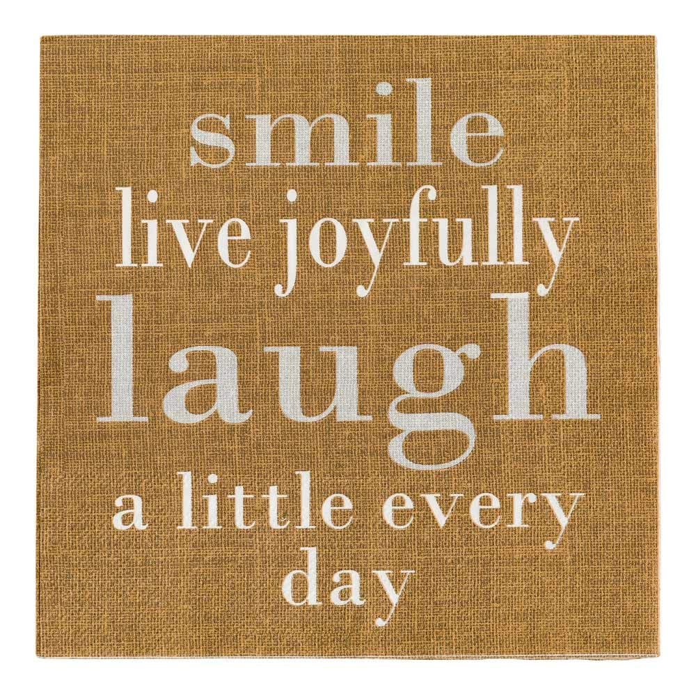 Restaurantware 13 Inch Paper Luncheon Napkins 500 Live Joyfully Design Printed Napkins - 3-Ply Textured Edges Brown Paper Decorated Napkins Soft And Strong For Parties Or Catering Events
