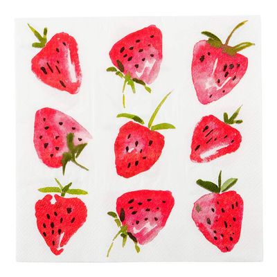 Restaurantware 13 Inch Paper Luncheon Napkins 500 Strawberry Design Printed Napkins - 3-Ply Textured Edges White Paper Decorated Napkins Soft And Strong For Parties Or Catering Events
