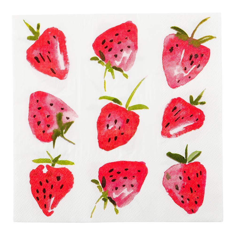 Restaurantware 13 Inch Paper Luncheon Napkins 500 Strawberry Design Printed Napkins - 3-Ply Textured Edges White Paper Decorated Napkins Soft And Strong For Parties Or Catering Events