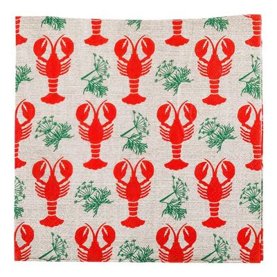 Restaurantware 13 Inch Paper Luncheon Napkins 500 Maine Lobster Design Printed Napkins - 3-Ply Textured Edges Gray Paper Decorated Napkins Soft And Strong For Parties Or Catering Events