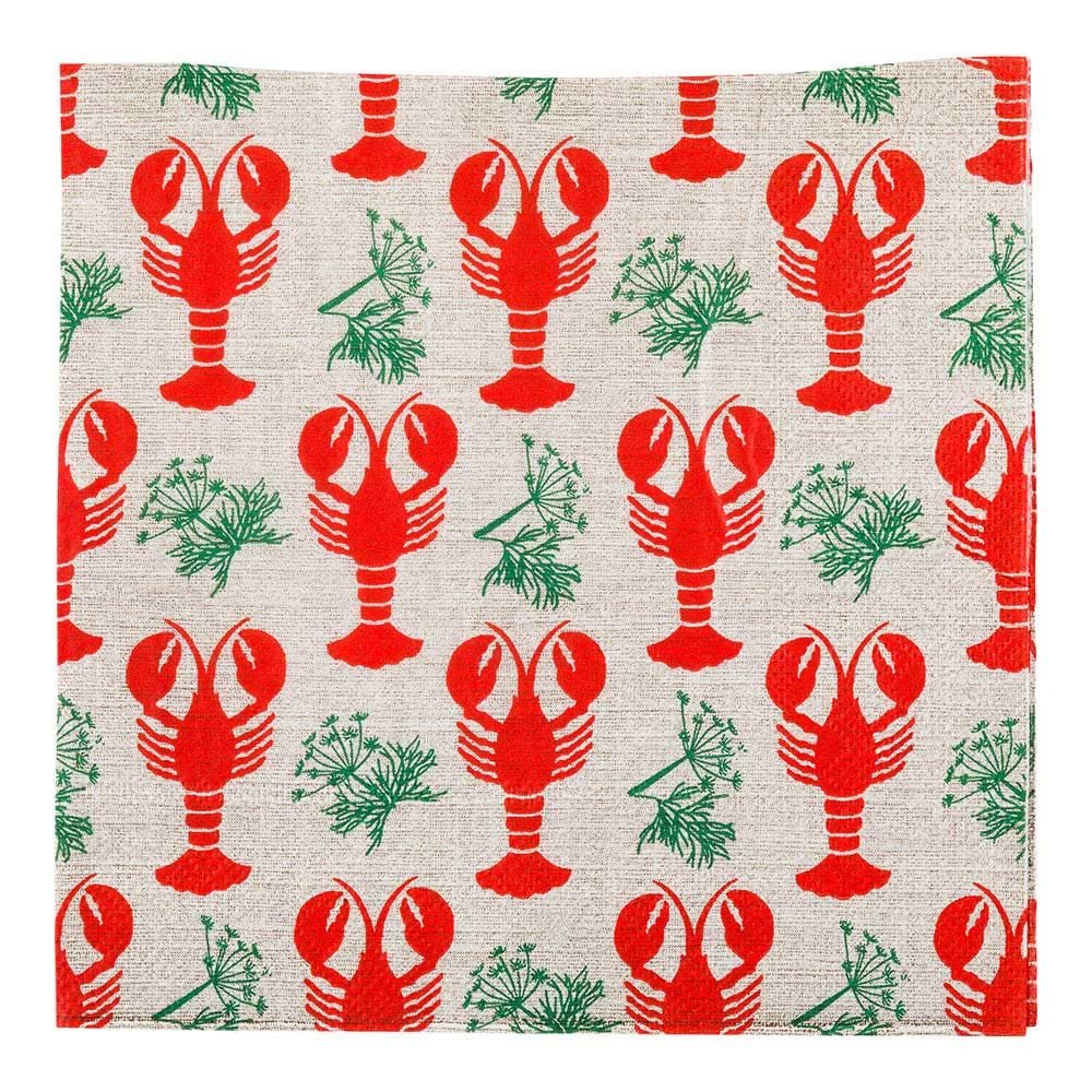 Restaurantware 13 Inch Paper Luncheon Napkins 500 Maine Lobster Design Printed Napkins - 3-Ply Textured Edges Gray Paper Decorated Napkins Soft And Strong For Parties Or Catering Events