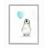 The Kids Room by Stupell Baby Penguin with Blue Balloon Gray Framed Wall Art, 16x20, Multi-Color view 1