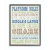 The Kids Room by Stupell Playroom Rules Typography in Blues Green and Brown Black Framed Wall Art, 16x20, Multi-Color view 1