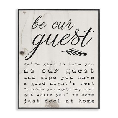 Stupell Industries Be Our Guest Poem Cursive Black Framed Wall Art, 24 x 30, Design by Artist Daphne Polselli