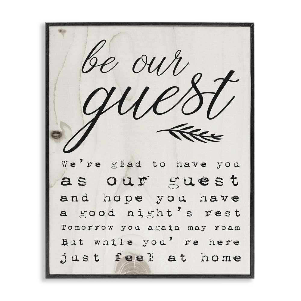 Stupell Industries Be Our Guest Poem Cursive Black Framed Wall Art, 24 x 30, Design by Artist Daphne Polselli