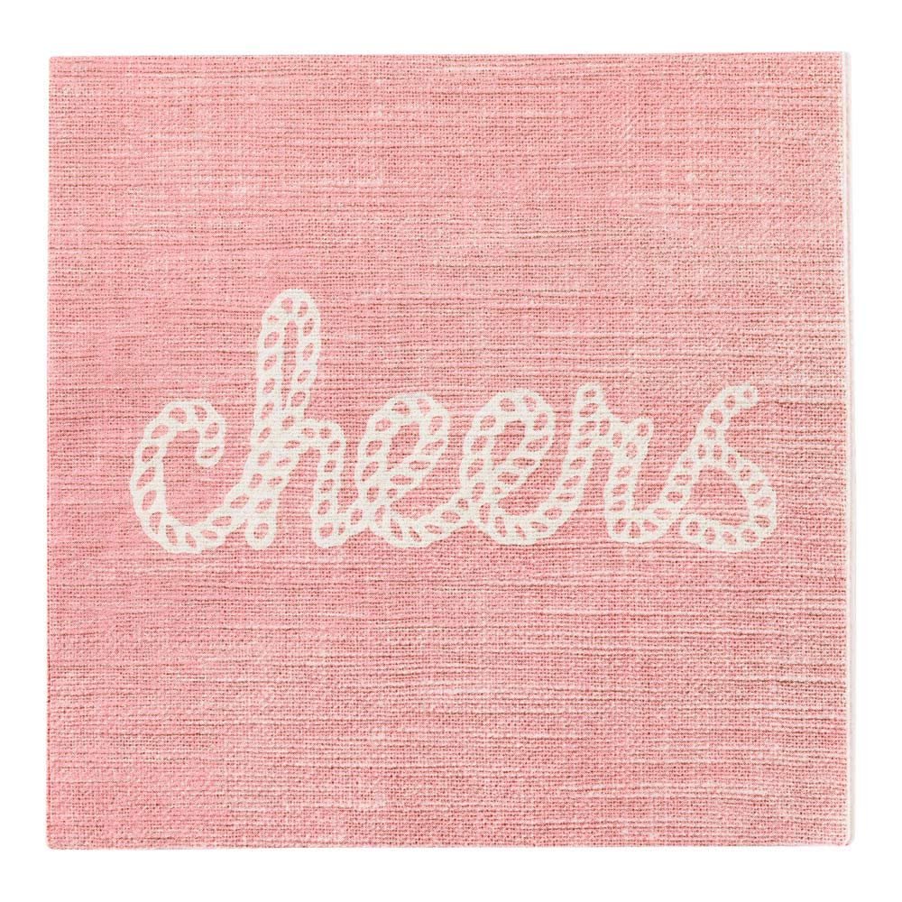 Restaurantware 13 Inch Paper Luncheon Napkins 500 Cheers Rope Design Printed Napkins - 3-Ply Textured Edges Pink Paper Decorated Napkins Soft And Strong For Parties Or Catering Events