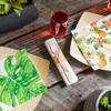 Restaurantware 13 Inch Paper Luncheon Napkins 500 Tropical Leaves Design Printed Napkins - 3-Ply Textured Edges White Paper Decorated Napkins Soft And Strong For Parties Or Catering Events view 3