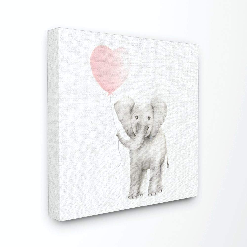 The Kids Room by Stupell Baby Elephant Heart Balloon Linen Look Canvas Wall Art, 30x30, Multi-Color