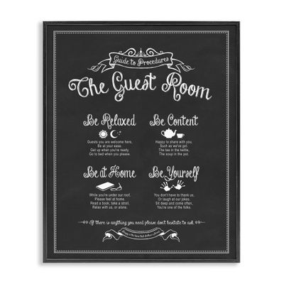 Stupell Industries The Guest Room Guide Black Framed Wall Art, 24x30, Design by Artist Lettered and Lined