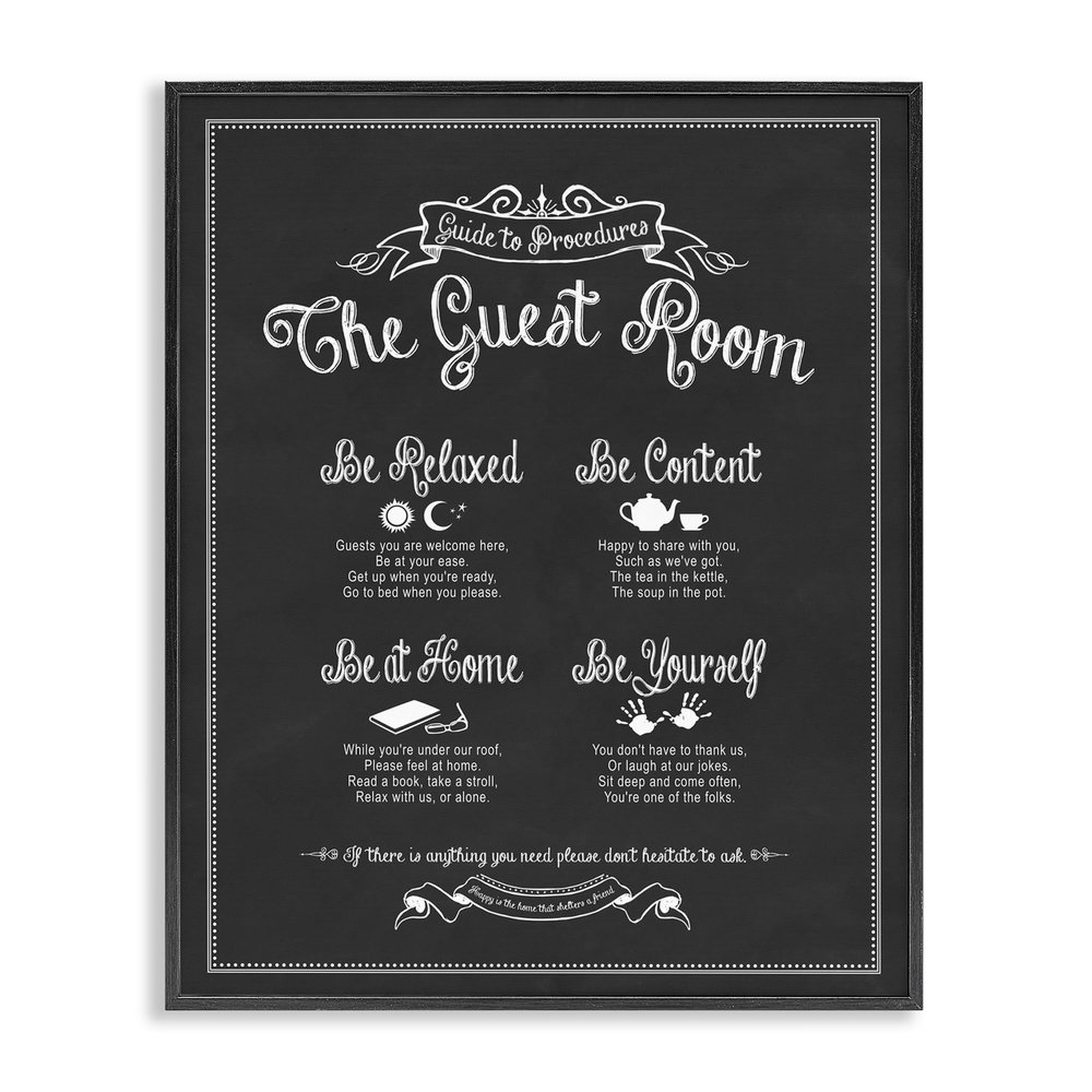 Stupell Industries The Guest Room Guide Black Framed Wall Art, 24x30, Design by Artist Lettered and Lined