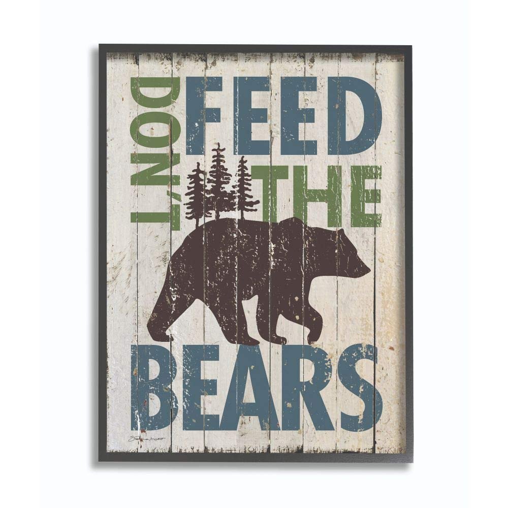 Stupell Industries Don't Feed The Bears Black Framed Wall Art, Multi-Color