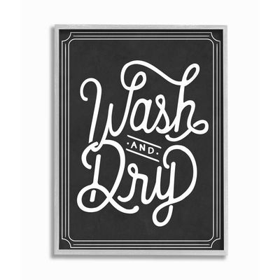 Stupell Industries Wash and Dry Typography Gray Framed Wall Art, 16x20, Multi-Color
