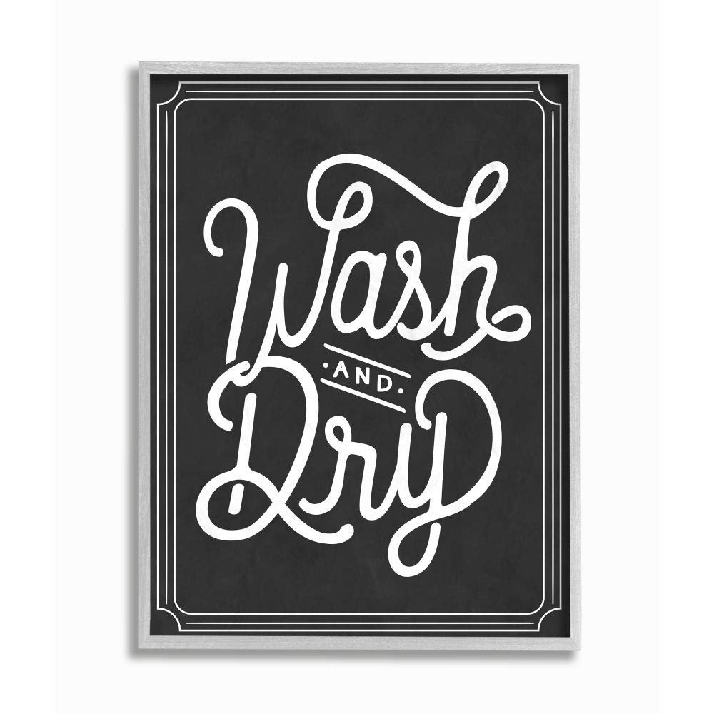 Stupell Industries Wash and Dry Typography Gray Framed Wall Art, 16x20, Multi-Color