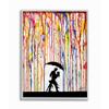 Stupell Industries Melting Colors Rainbow Rain Drops Umbrella Dancing Silhouette Grey Framed Wall Art, 11 x 14, Design by Artist Marc Allante view 1