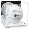 Better Display Cases Acrylic Volleyball Display Case with Mirror Case, Silver Risers and White Base (B02/A027) view 1