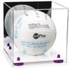 Better Display Cases Acrylic Volleyball Display Case with Mirror Case, Purple Risers and White Base (B02/A027) view 1