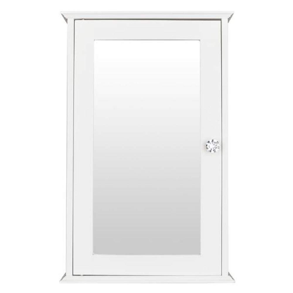 NewMultis Bathroom Cabinet Single Door Mirror Indoor Bathroom Wall Mounted Cabinet Shelf White