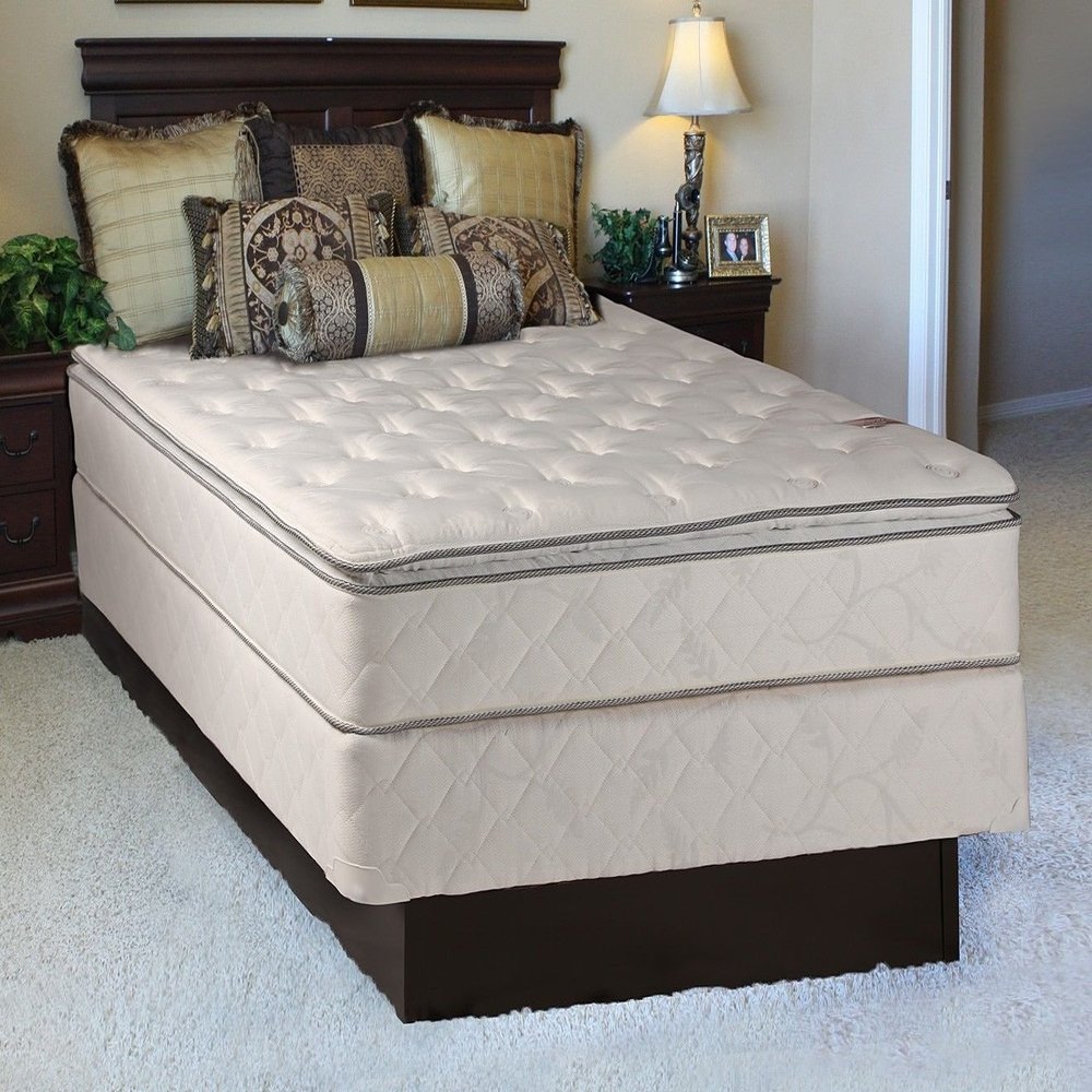 Dream Solutions USA Dream Sleep Sunset Plush Full Innerspring PillowTop Mattress Set with Mattress Cover Protector - Fully Assembled, Orthopedic and Longlasting Comfort