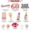 PartyForever 60th Birthday Decorations for Women Rose Gold Supplies Big Set Including Older Wiser Hotter Banner and 60 & Fabulous Bday Sash for Her Party Decor view 2