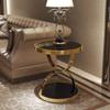 Tables WFF Living Room Sofa Side, Bedroom Mini, Bedside, Metal Frame, Marble Top - Gold (Size : 484850cm) view 4