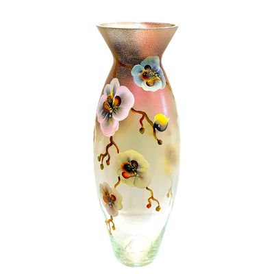 Victoria Bella 20" Decorative Vase Orchid, European Glass with a Handmade Unique Pattern