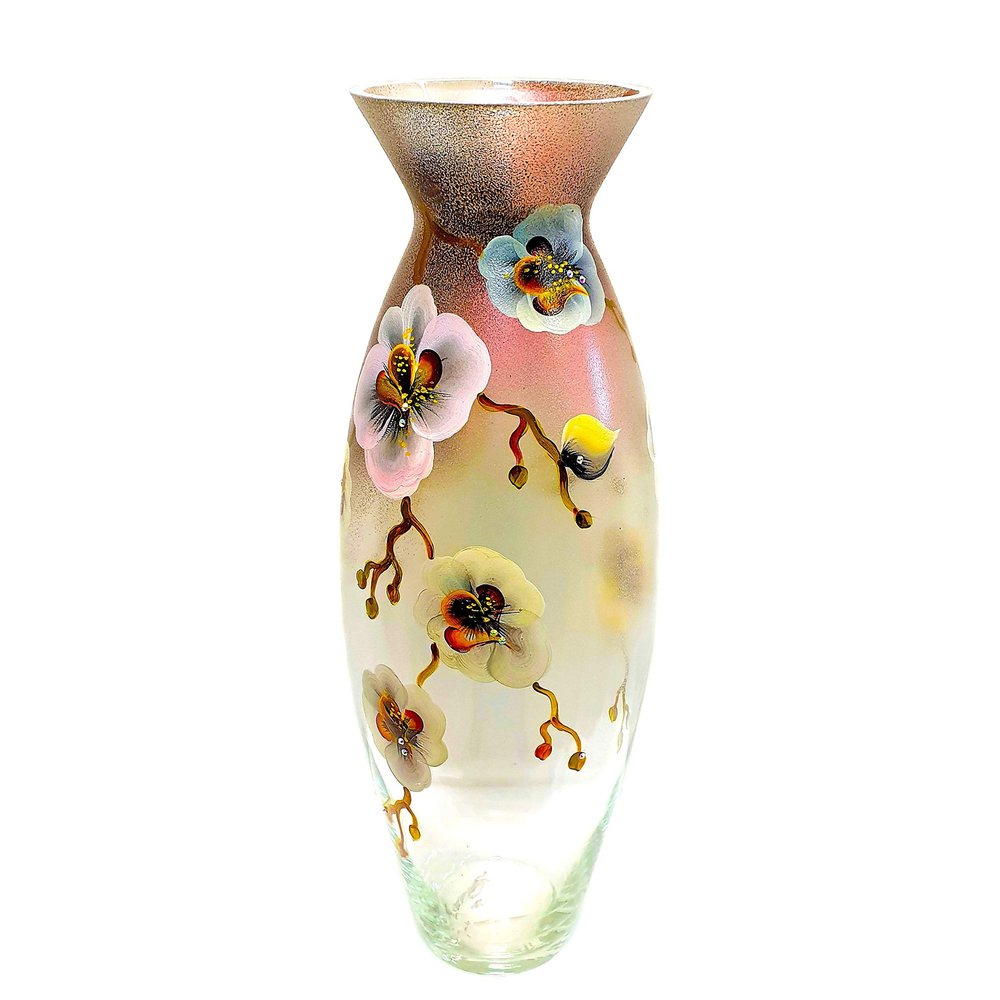 Victoria Bella 20" Decorative Vase Orchid, European Glass with a Handmade Unique Pattern