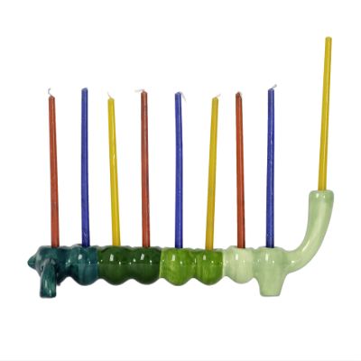 CERAMIC Hanukkah menorah A caterpillar menorah Colorful gift for children for the holiday