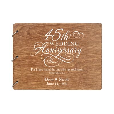 LifeSong Milestones Personalized 45th Wedding Anniversary Guest Book for Couple 45 Years of Marriage Celebration, Wooden Walnut Signature Registry Guest Book for Forty Fifth Wedding (Walnut)